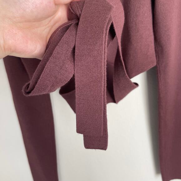 & Other Stories Brown Cropped Lace Up Mock Neck Sweater Top (Small) - Picture 6 of 10